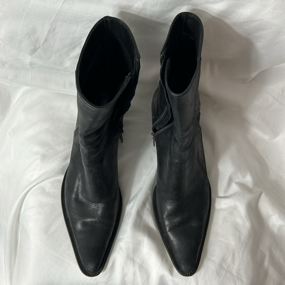 Prune Black Leather Low Cut Boot